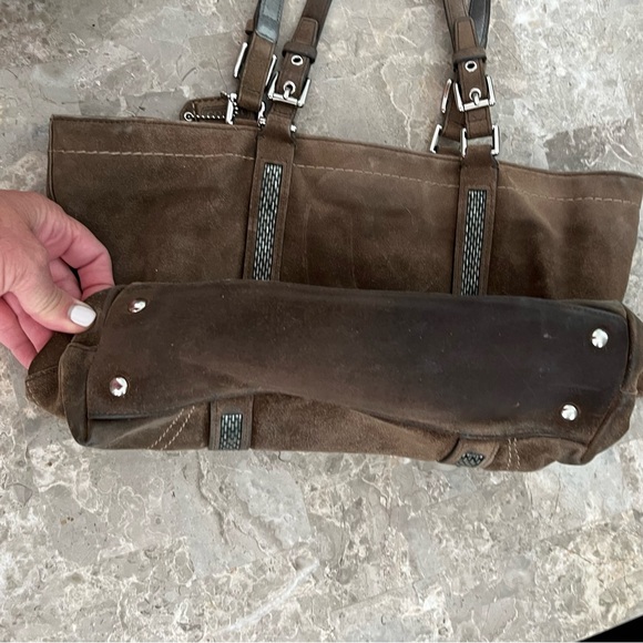 COACH: Chestnut Brown Suede Leather Shoulder bag - Picture 3 of 5